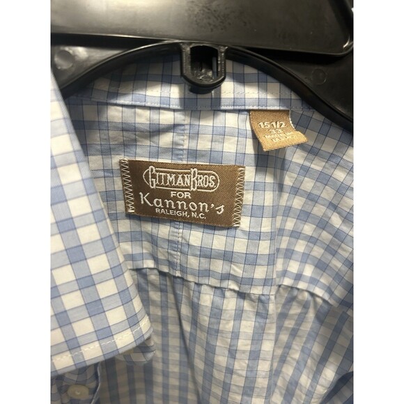 Gitman Bros Shirt Men’s 15 1/2 X 33 Blue White Check Button Up Dress Made USA - Picture 2 of 6
